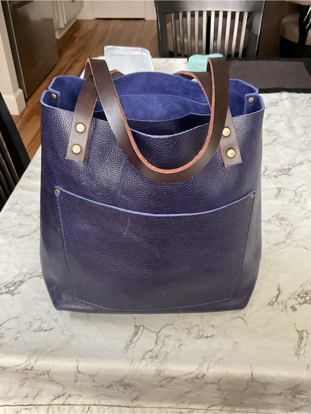 Portland Leather Company medium tote in Cobalt